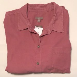 NWT J. Jill Dusty Rose Light Weight Corduroy Button-Front Shirt